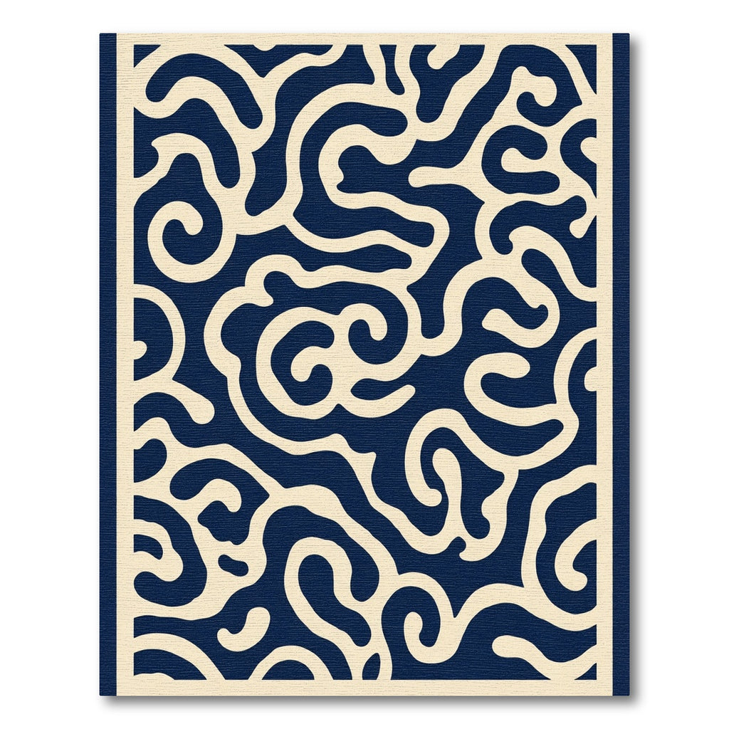Navy Abstract Swirl Organic Rug