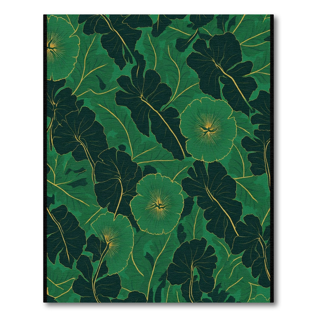 Emerald Green Floral Botanical Vines Rug