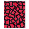 Bold Red Black Abstract Interlocking Lines Rug