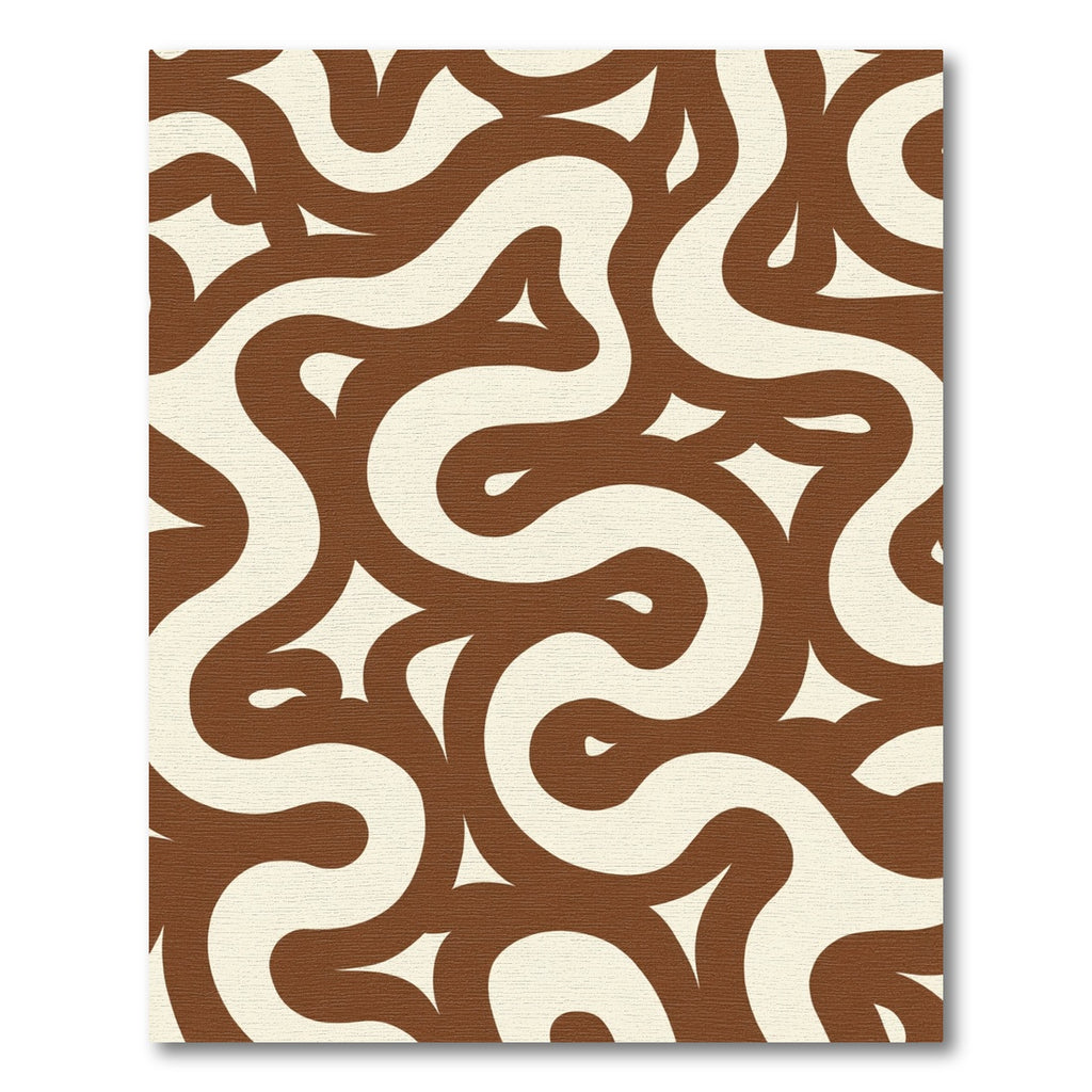 Brown Cream Abstract Swirl Rug