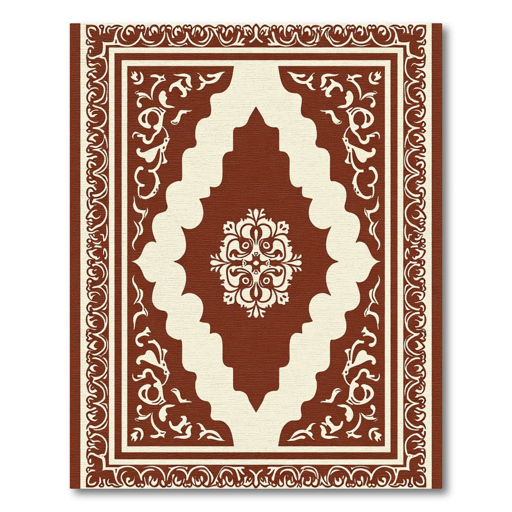 Brown Ivory Classic Arabesque Medallion Rug
