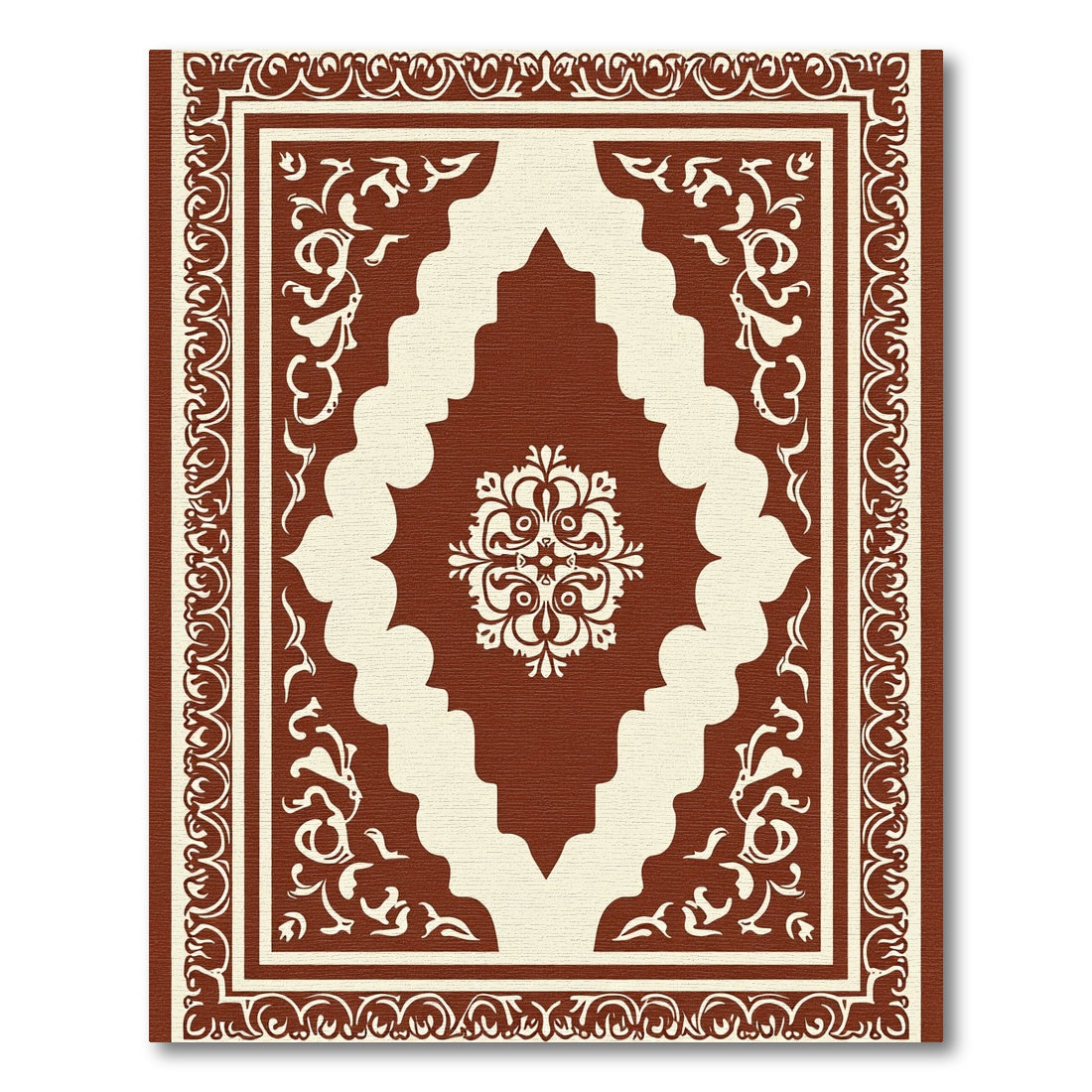 Brown Ivory Classic Arabesque Medallion Rug