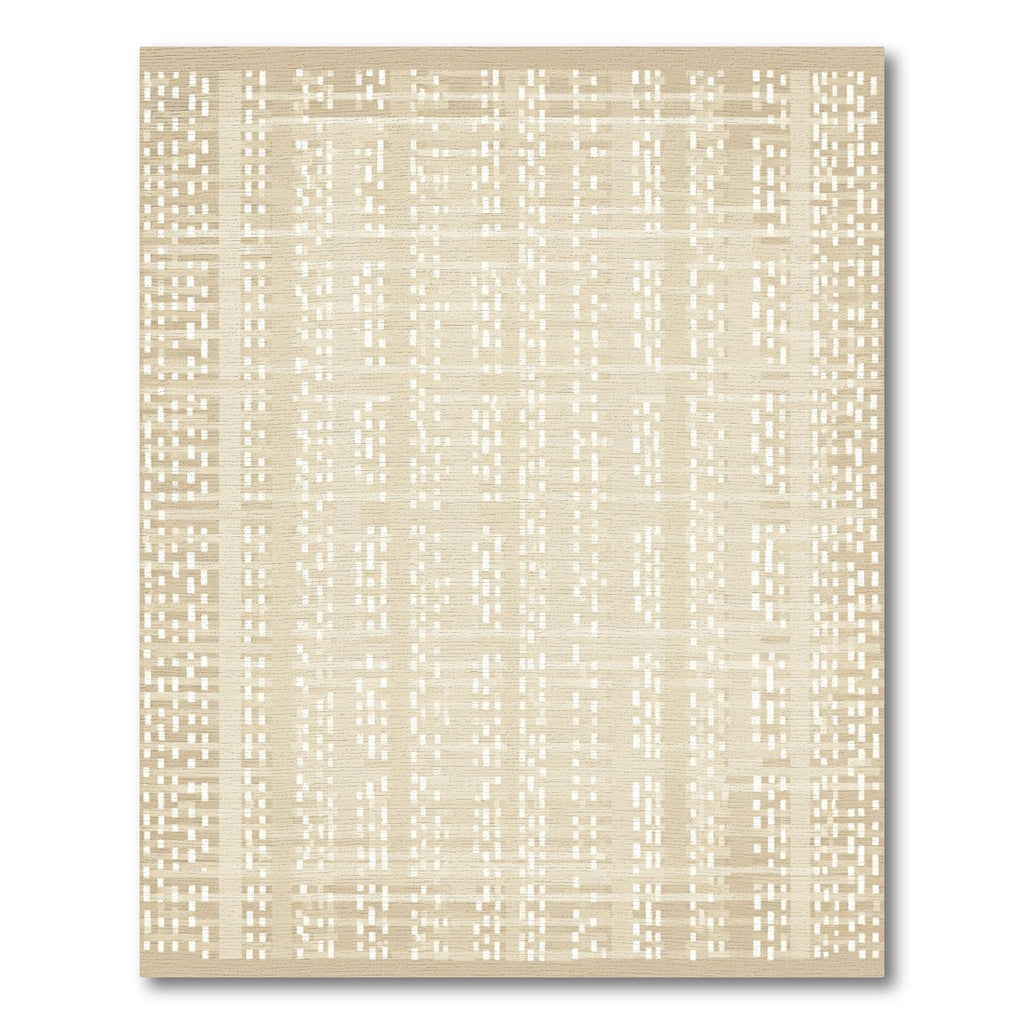 Textured Ecru Plaid Modern Rug