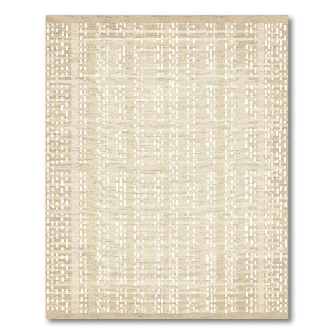 Textured Ecru Plaid Modern Rug