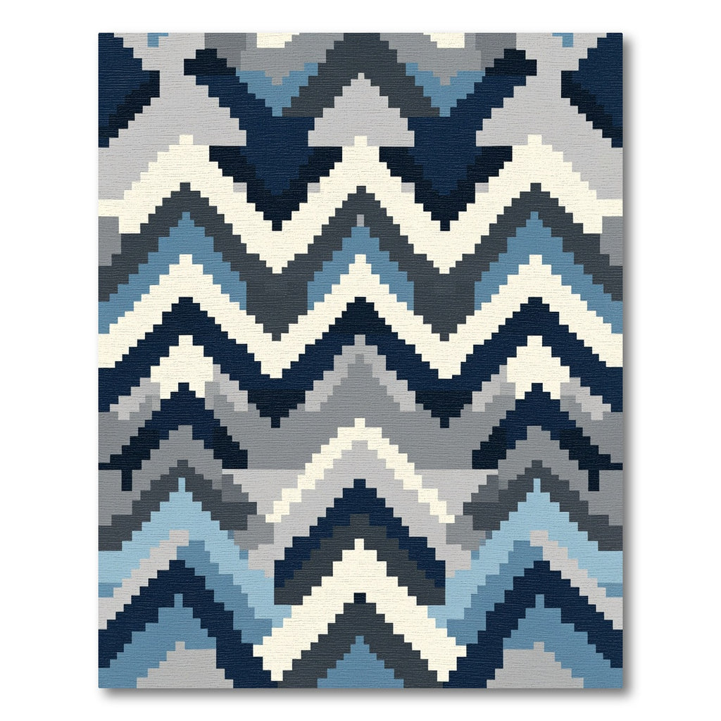 Contemporary Blue Gray Chevron Rug