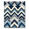 Contemporary Blue Gray Chevron Rug