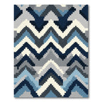 Contemporary Blue Gray Chevron Rug