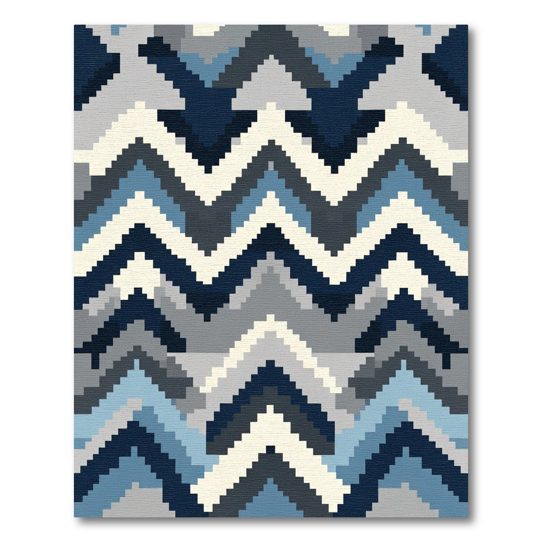 Contemporary Blue Gray Chevron Rug