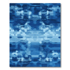 Abstract Blue Pixelated Cloudscape Rug