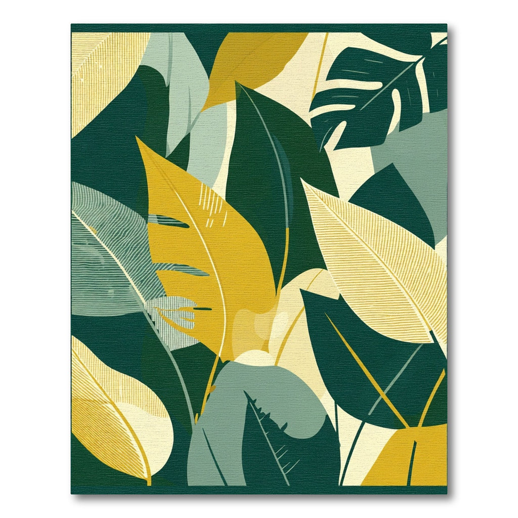 Modern Green Yellow Leaf Canopy Rug