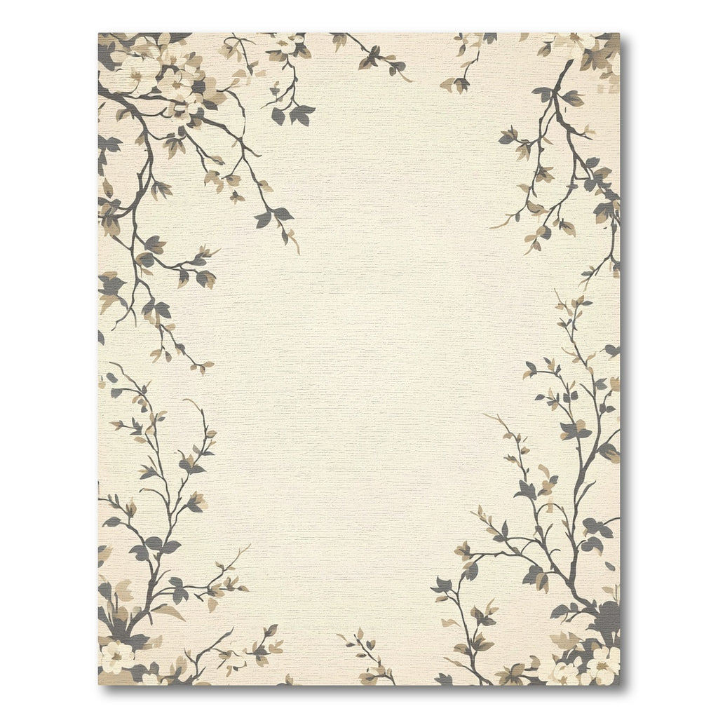 Cream Blossom Branch Arrangement Rug