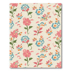 Coral Pink Blue Floral Garden Rug