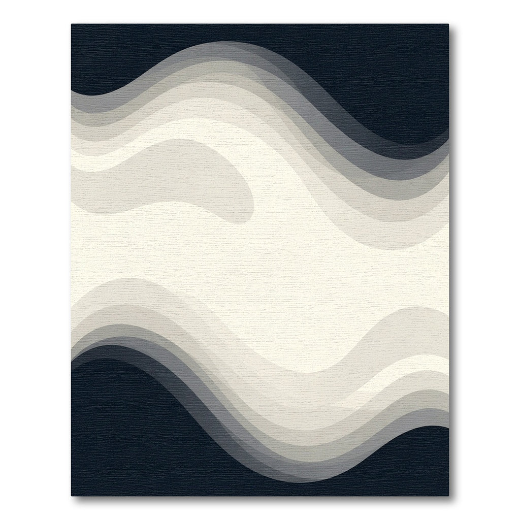 Deep Navy Abstract Wave Overlay Rug
