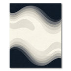 Deep Navy Abstract Wave Overlay Rug