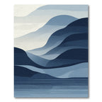 Serene Blue Abstract Landscape Waves Rug