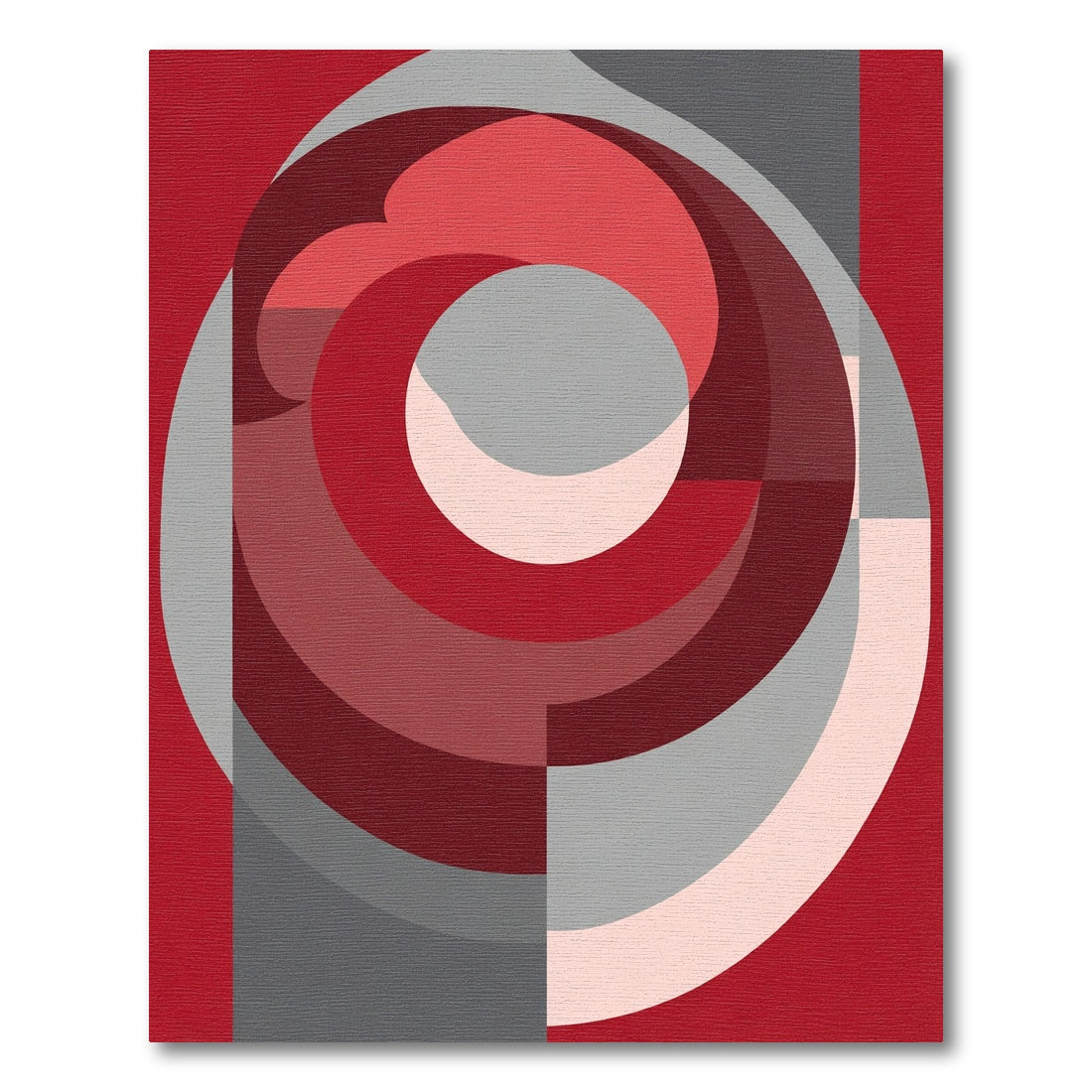 Crimson Gray Swirl Abstract Rug