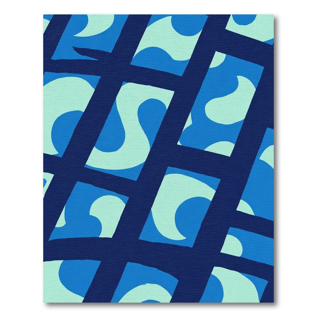 Deep Blue Abstract Organic Waves Rug