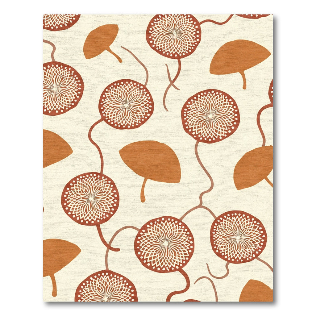 Terra Cotta Sunburst Organic Leaf Rug