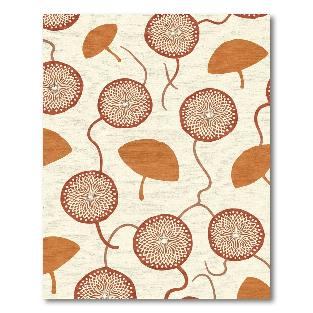 Terra Cotta Sunburst Organic Leaf Rug
