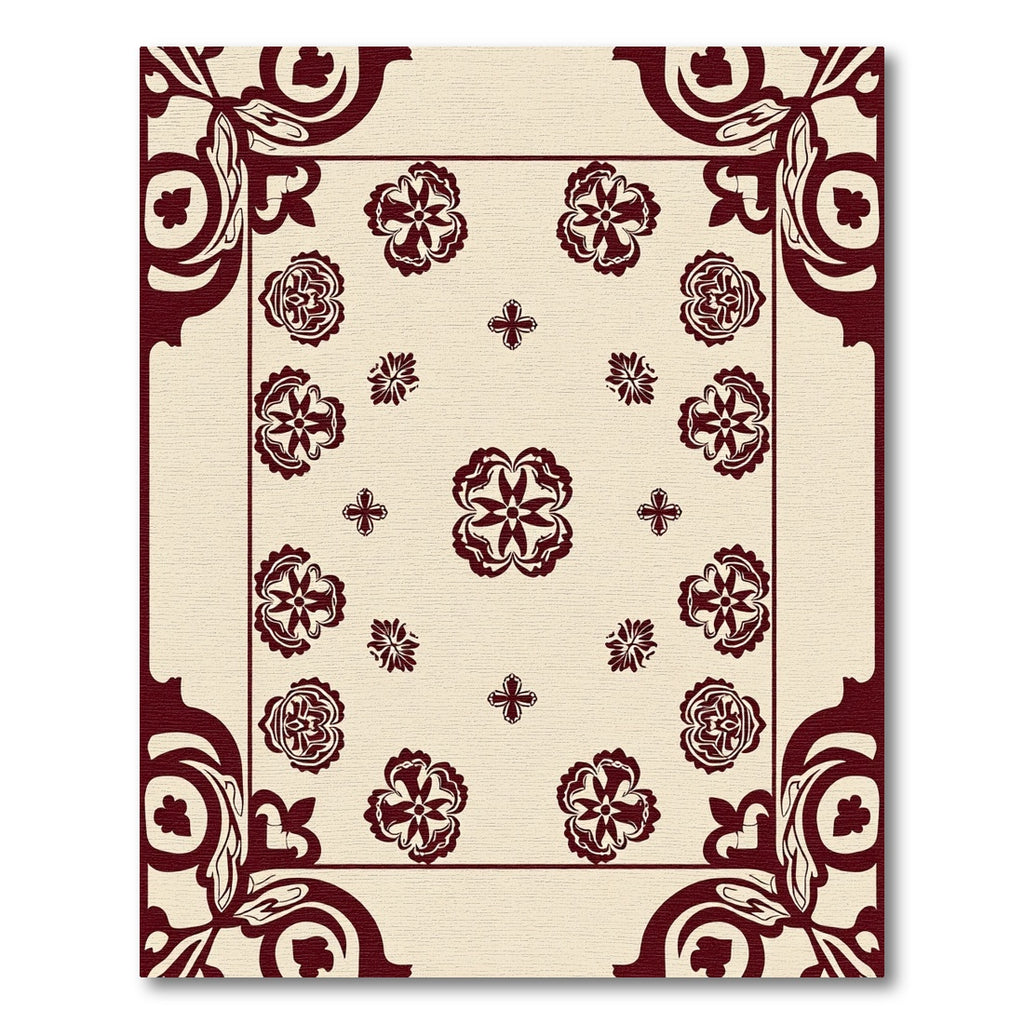Crimson Floral Scatter medallion Corner Rug