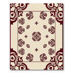 Crimson Floral Scatter medallion Corner Rug