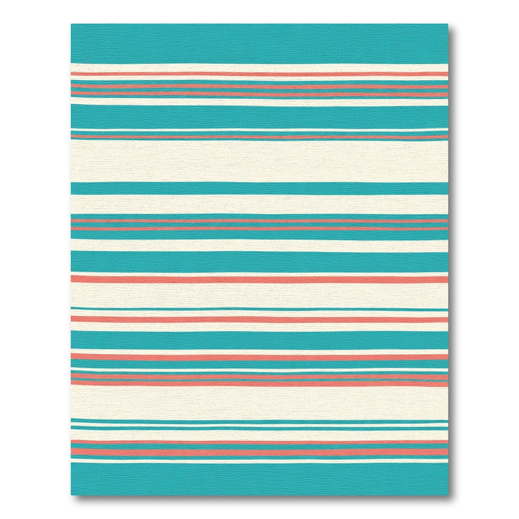 Coastal Teal Coral Stripe Rug