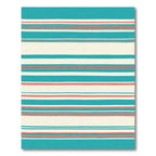 Coastal Teal Coral Stripe Rug