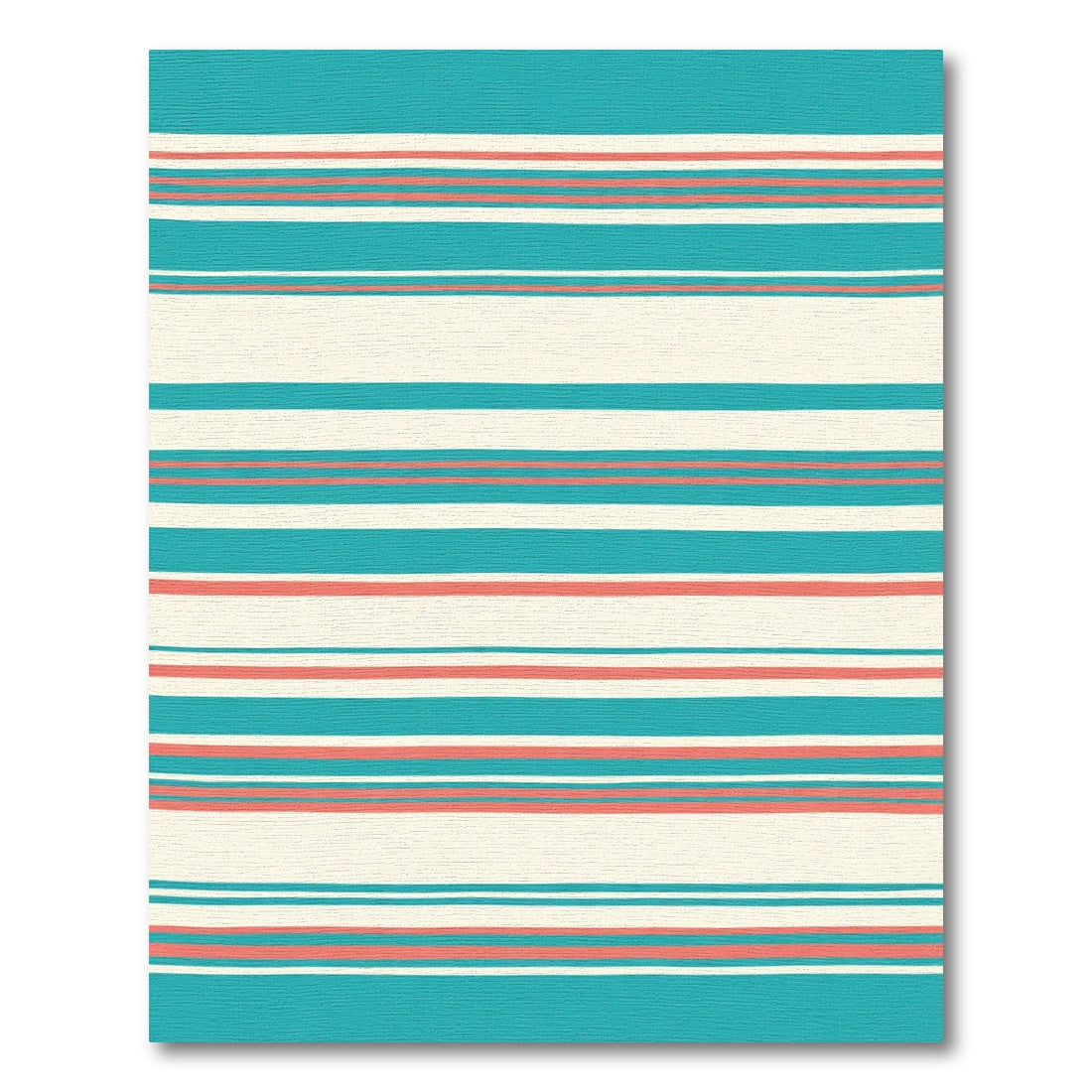 Coastal Teal Coral Stripe Rug