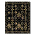 Gold Ochre Floral Scroll Art Deco Rug