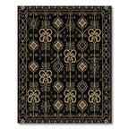 Gold Ochre Floral Scroll Art Deco Rug