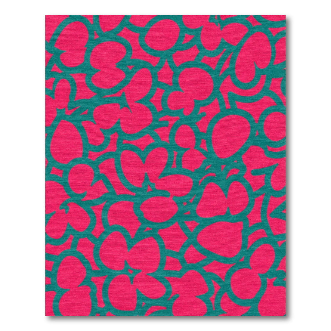 Vibrant Teal Pink Abstract Blossom Rug