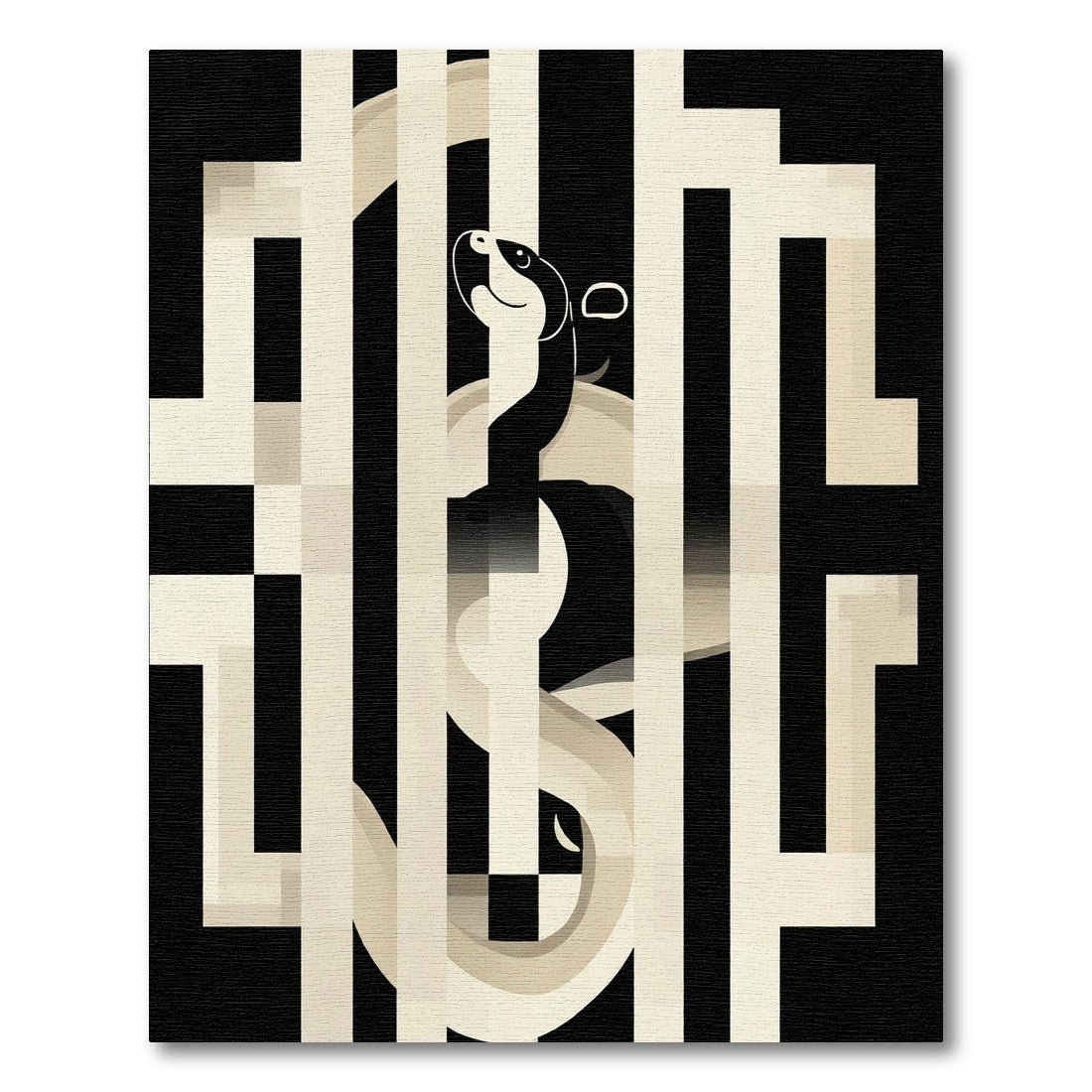 Monochrome Maze Serpent Rug