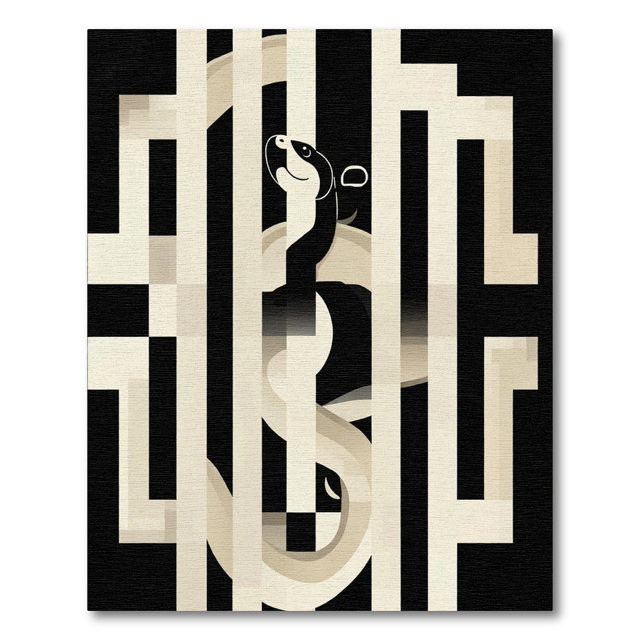 Monochrome Maze Serpent Rug