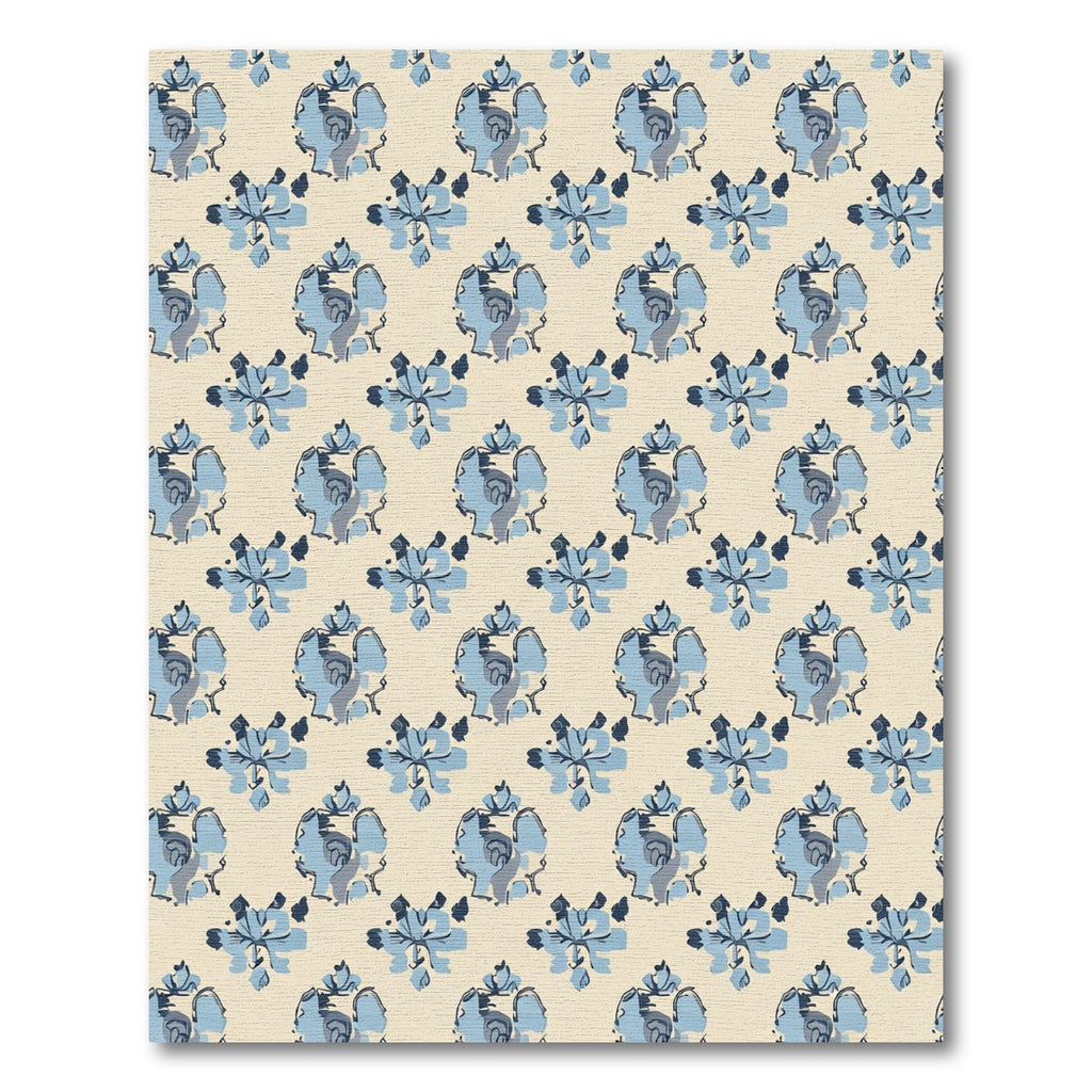 Light Blue Floral Medallion Cream Rug