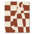Terracotta And Cream Checkerboard Abstract Rug