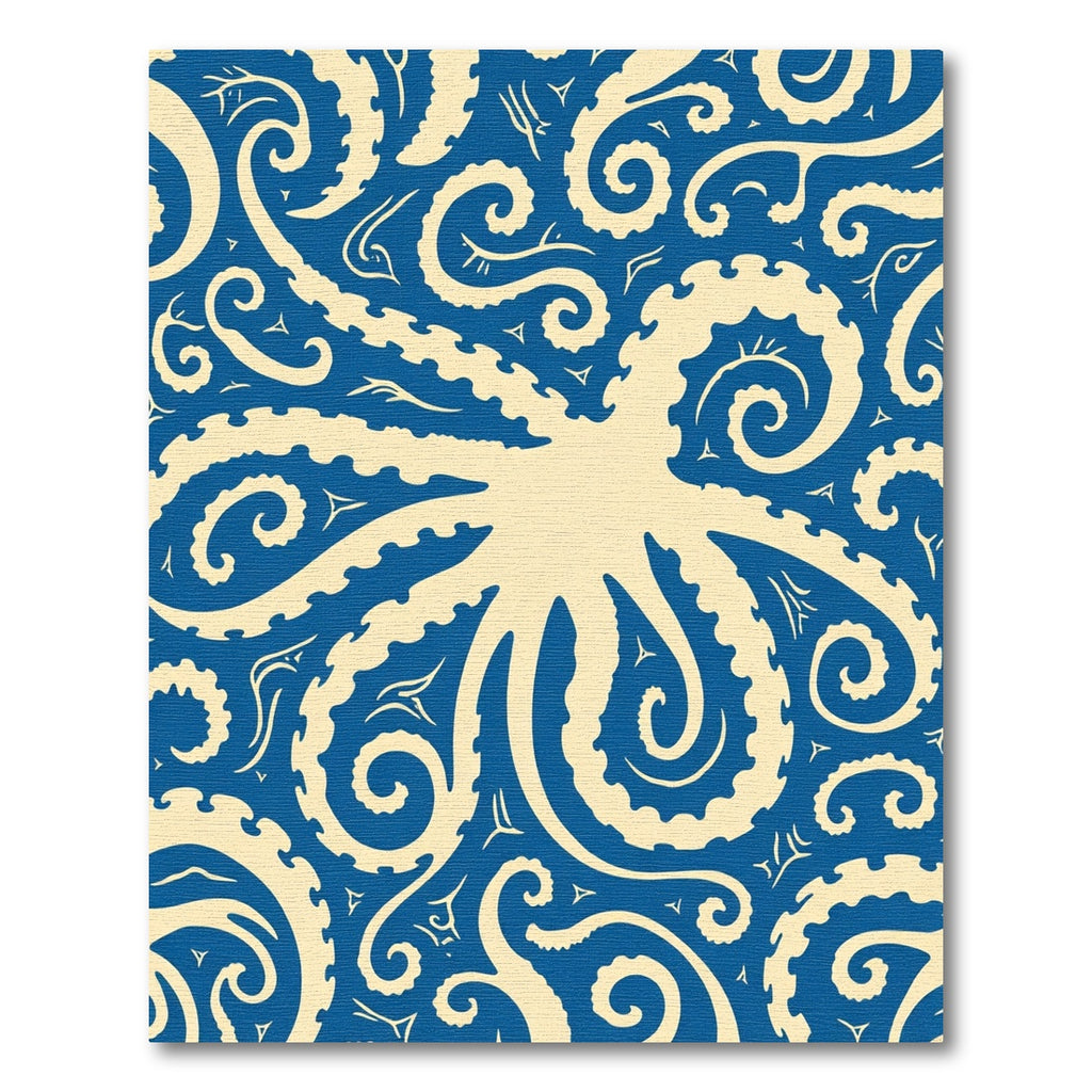 Cream Octopus Blue Swirls Rug