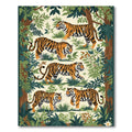 Jungle Tigers Green Foliage Rich Orange Rug