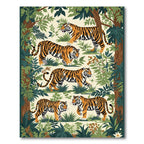 Jungle Tigers Green Foliage Rich Orange Rug