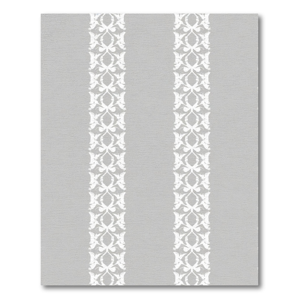 White Scrollwork on Gray Background Rug