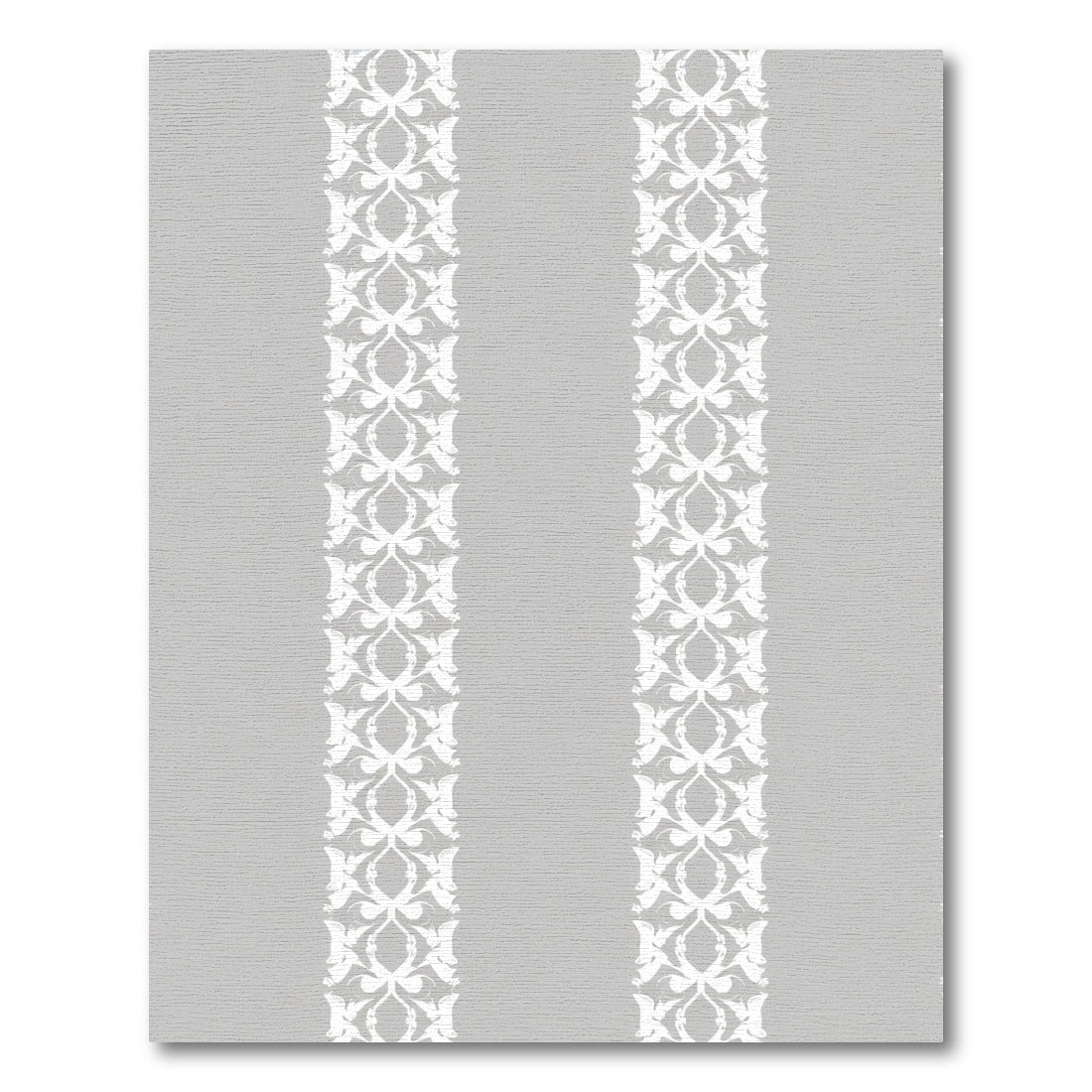 White Scrollwork on Gray Background Rug