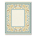 Ornate Blue Gold Floral Border Rug