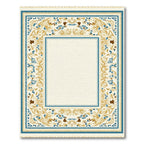 Ornate Blue Gold Floral Border Rug