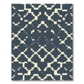 Deep Blue Cream Geometric Diamond Rug