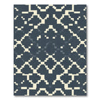 Deep Blue Cream Geometric Diamond Rug