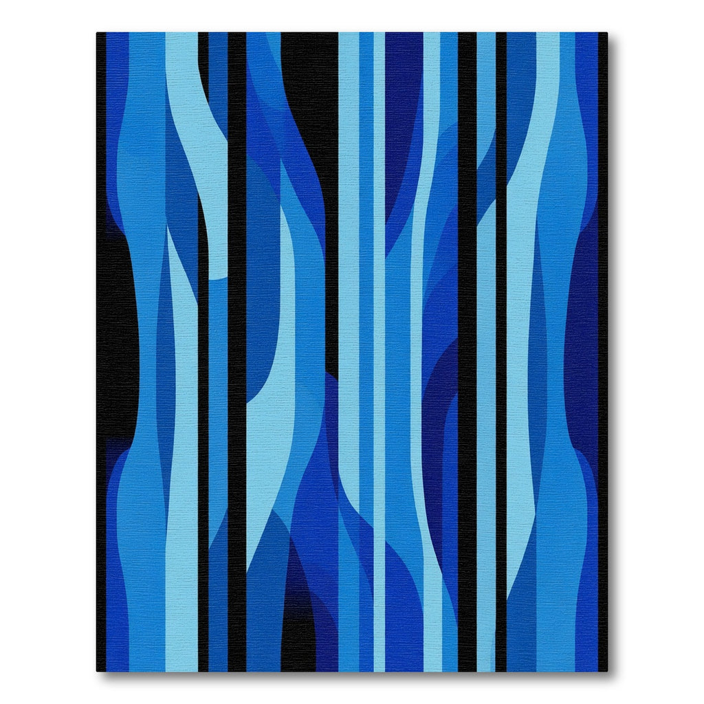 Abstract Blue Fluid Stripe Rug
