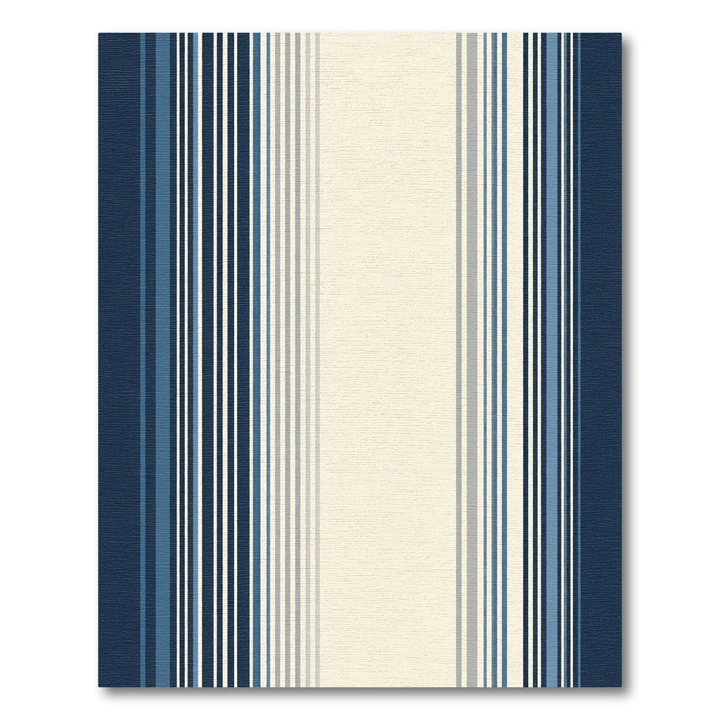 Navy Blue Cream Striped Modern Rug