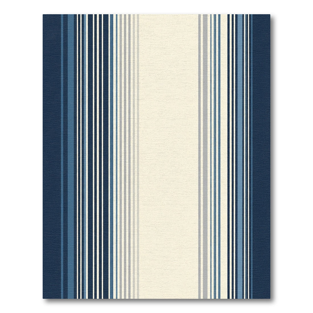 Navy Blue Cream Striped Modern Rug