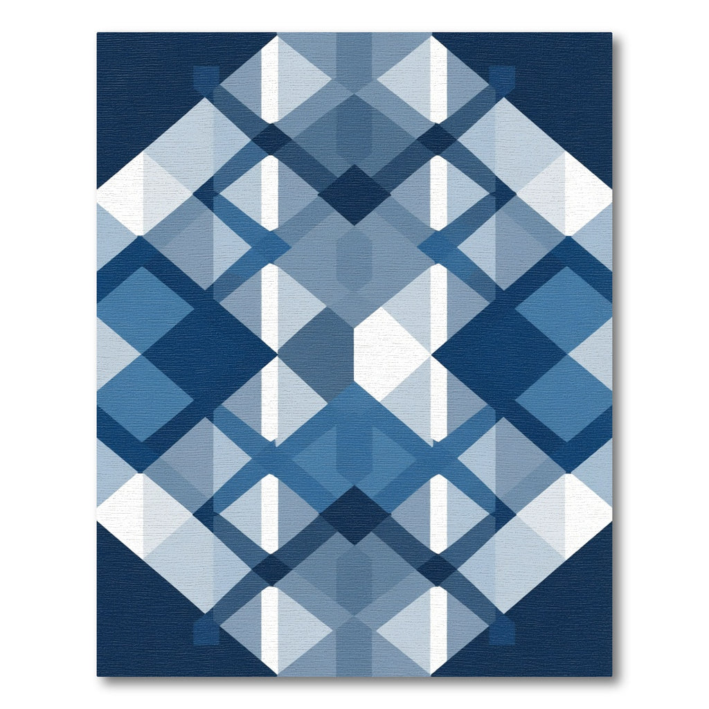 Cool Blue Geometric Diamond Rug