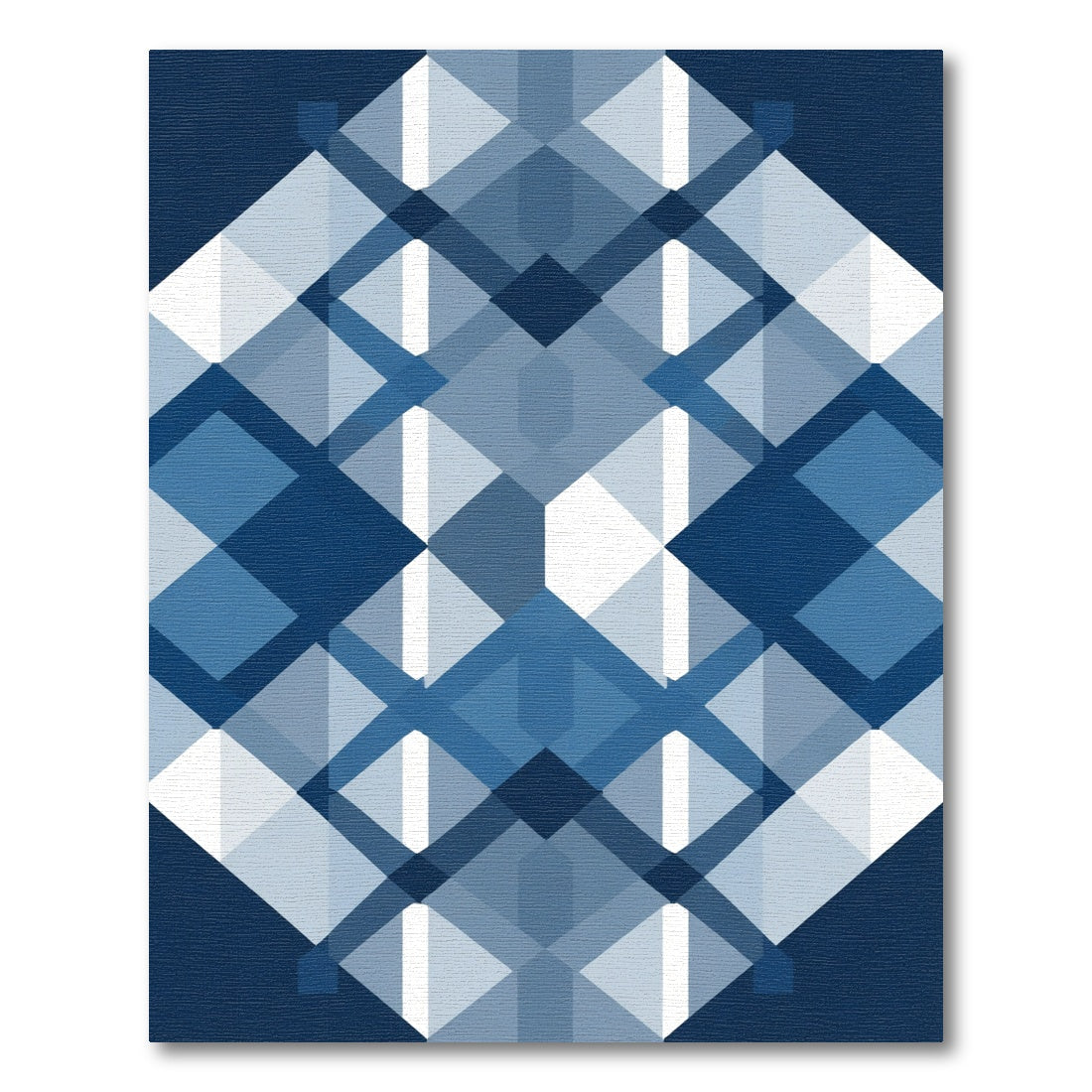 Cool Blue Geometric Diamond Rug