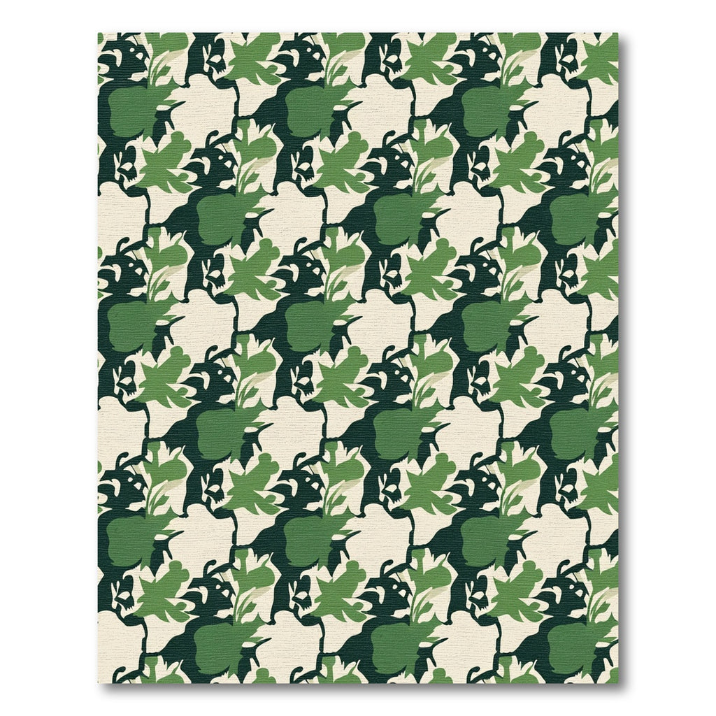 Green Leaf Abstract Organic Texture Rug